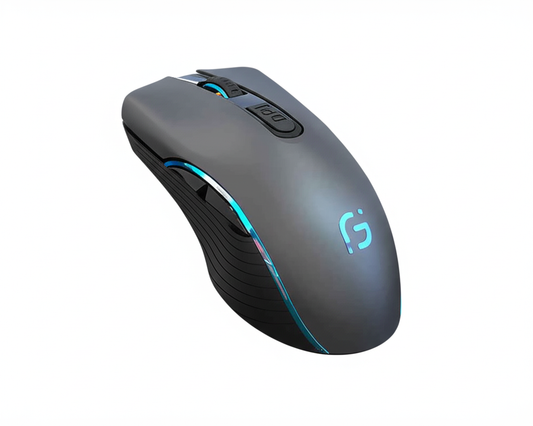 Mouse Gamer Óptico Recarregável – Conexão Dupla Bluetooth + 2.4GHz, 2400 DPI, USB Sem Fio para PC e Notebook