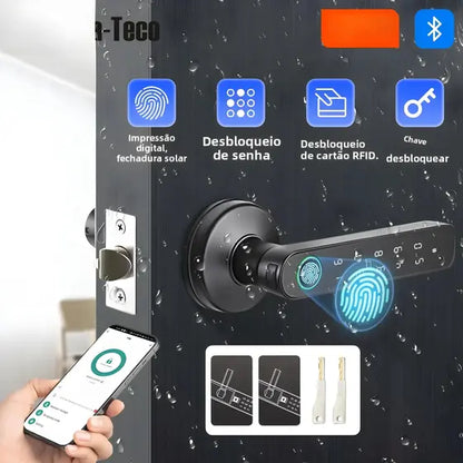 Fechadura Digital Inteligente M5 Tuya BLE – Com Biometria, Senha, Cartão IC e App Smart Life