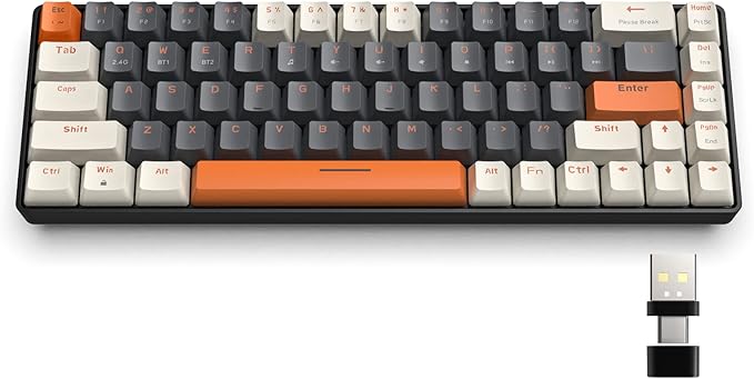 Teclado Gamer 60% Wireless Ziyoulang K68 – Bluetooth + USB, Switch Red, Hot-Swap, Para Celular, PC e iPad