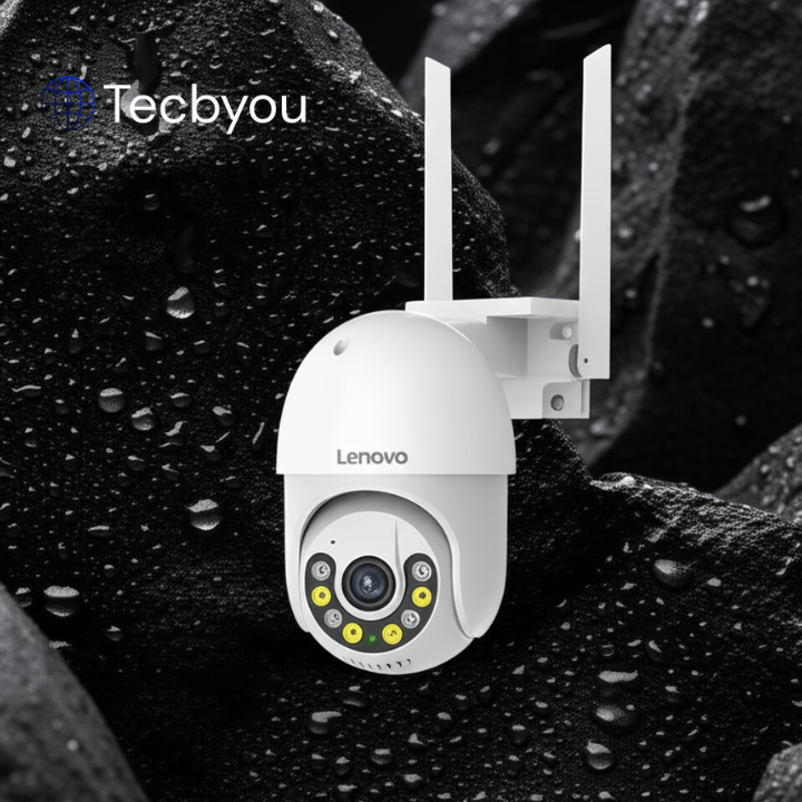 Câmera de Segurança Lenovo 5MP Wi-Fi PTZ – Zoom Digital 5x, Rastreamento Automático, ONVIF, Vigilância Externa