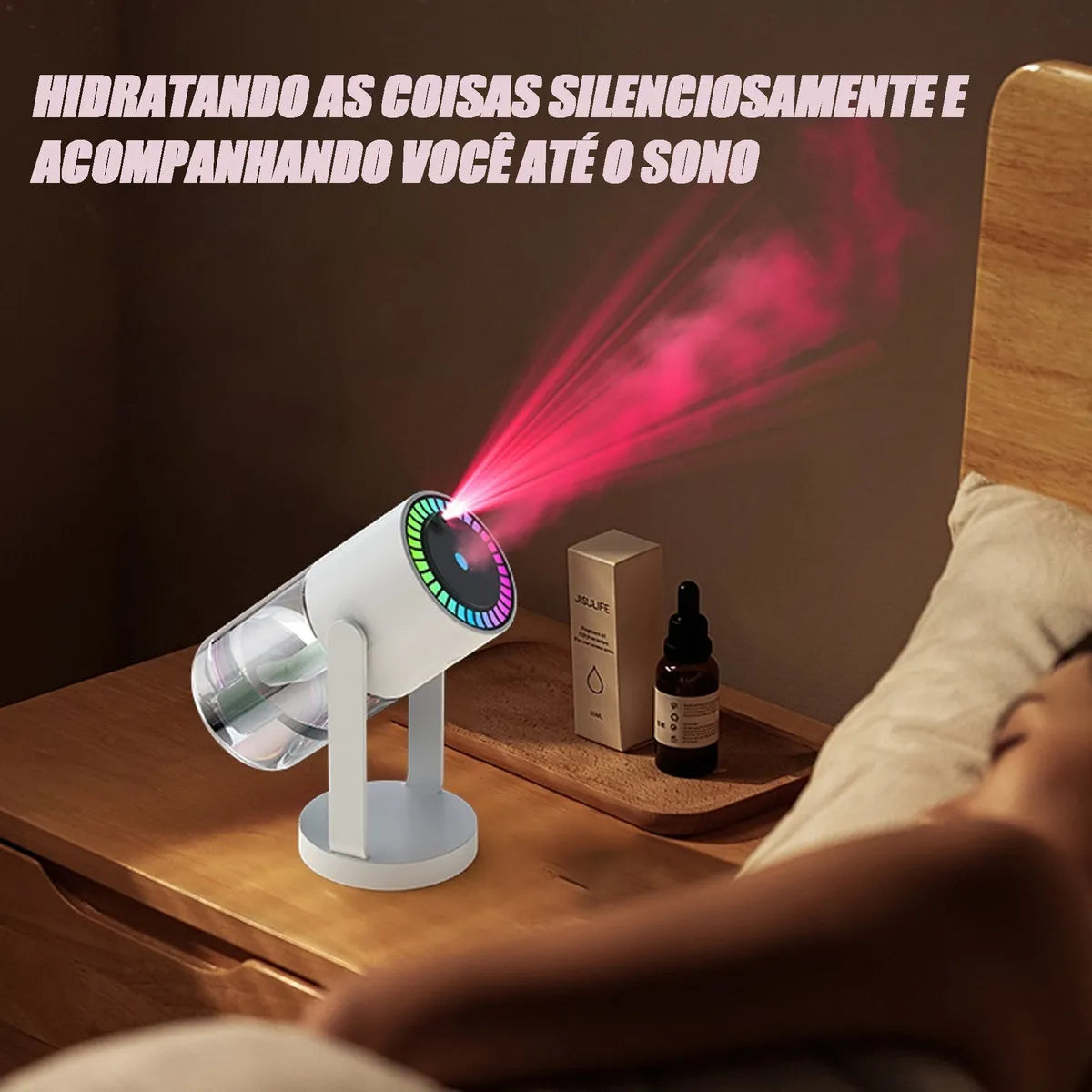 Umidificador de Ar 280ml com Projetor e Luz – Névoa Fria e Desligamento Automático